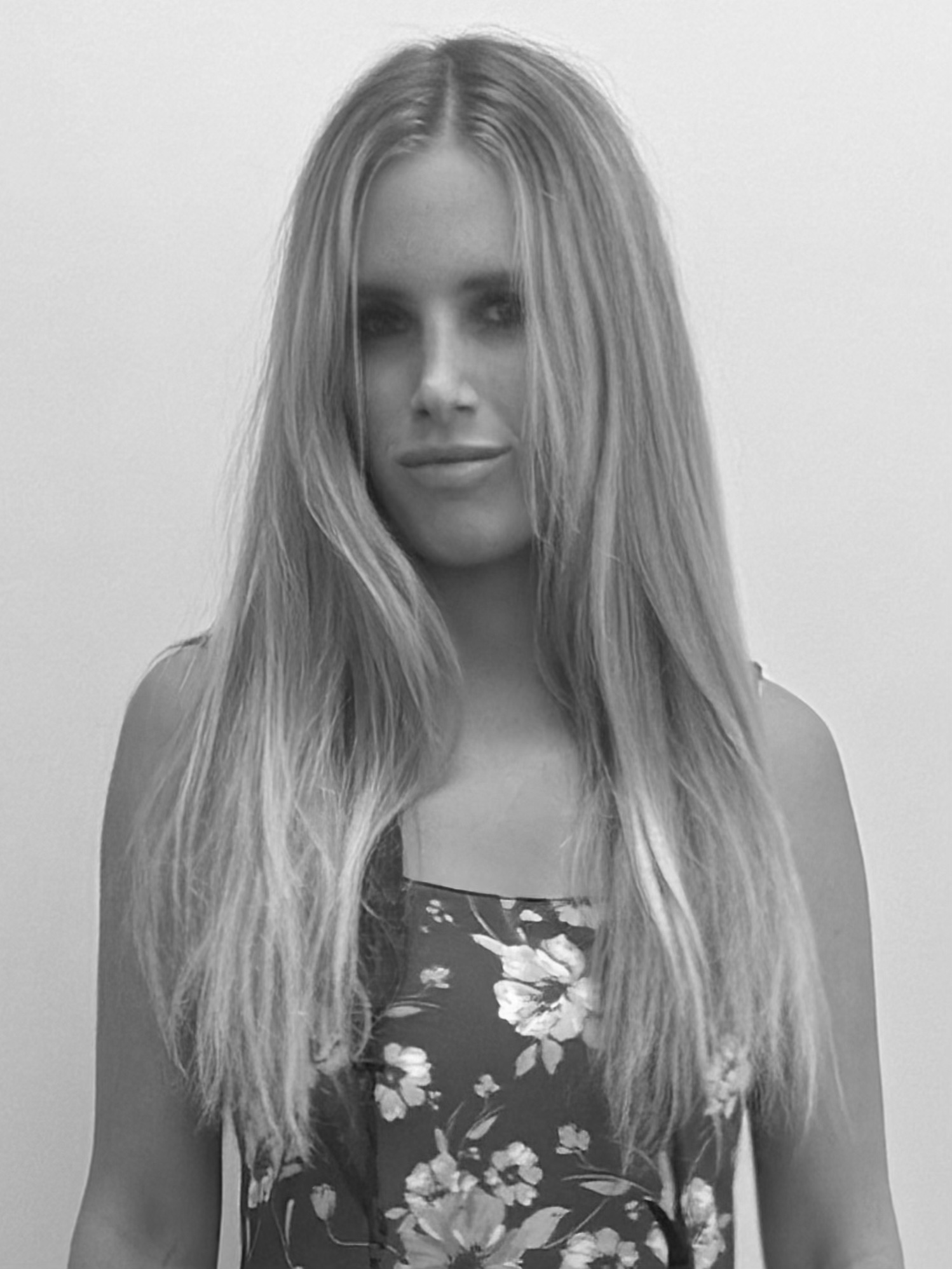 Black-and-white portrait of Tara Fallon